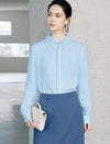 Ruffled Mock Neck Textured Blouse