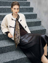 Frog-Button Toggle-Front Crewneck Cropped Jacket