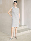Beaded Neck 3D Floral Sleeveless Shift Dress