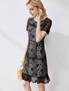 Elegant Openwork Lace A-Line Midi Dress