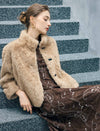 Embossed Stand-Collar Toggle Cropped Jacket