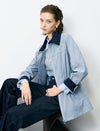 Blue Waist-Defining Vintage Trench Coat