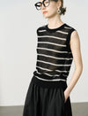 Tencel Linen Blend Striped Knit Tank Top
