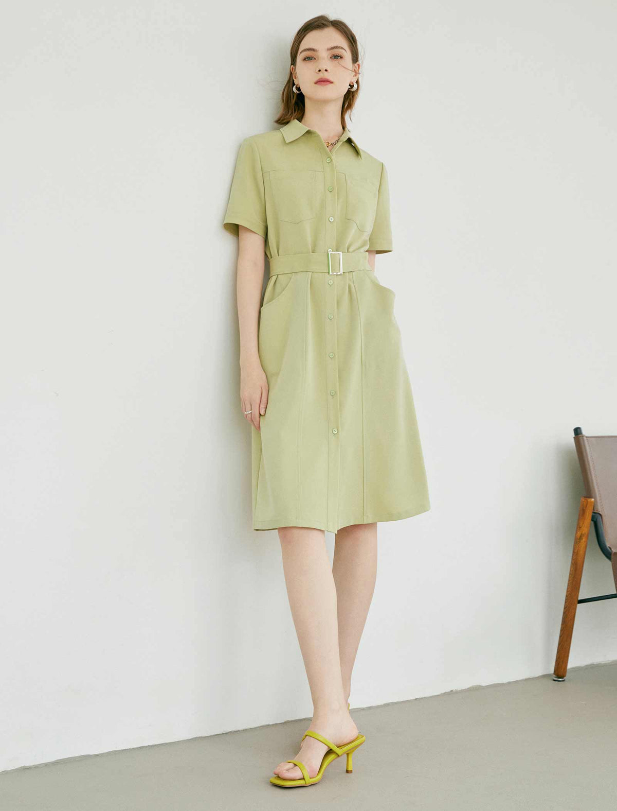 Waist-Cinched Shirt Dress
