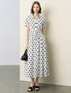 Polka Dot Waist Tie Shirt Dress