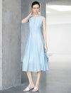 Tencel Sleeveless Lace-Waist Midi Dress