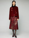 Wool Blend Embroidered Crewneck Frog-Button Coat