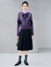 Geometric Plaid Round Neck Cropped Knit Cardigan
