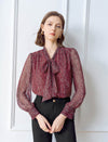 Chiffon Striped Bow Tie Blouse