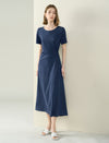 Side Twist Short Sleeve Midi Dress