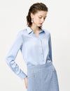 Light Blue Loose Long-Sleeve Professional Shirt