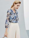 Floral Ruffled 3/4 Sleeve Blouse