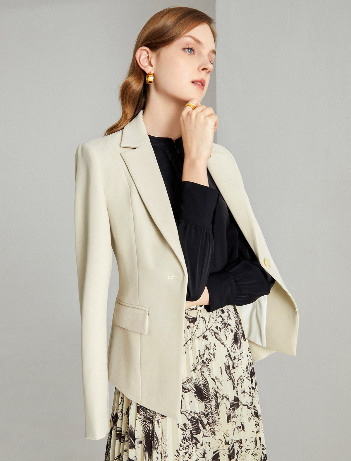 Classic Refined Button-Front Blazer
