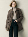 Brown Knit Collar Quilted Jacket
