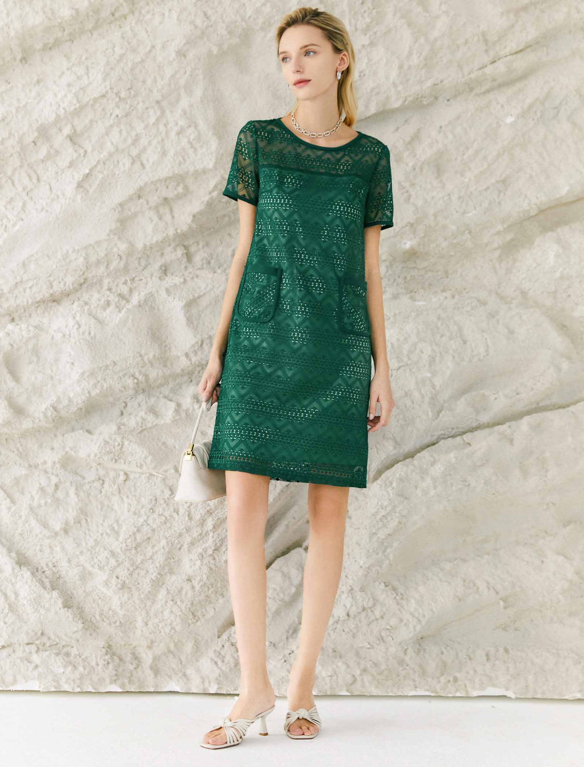 Lace Shift Above Knee Dress