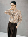 Floral Print Tie Neck Long Sleeve Blouse