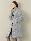 Gray Tweed Toggle Wool Blend Coat