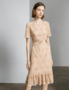 Floral Lace Ruffled Hem Midi Dress
