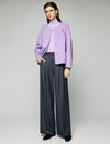 Wool Blend Beaded Floral Applique Crewneck Cropped Jacket