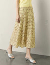 Butter Yellow Printed A-Line Midi Skirt
