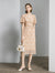 Apricot Lace V-Neck Midi Dress