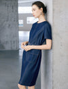 Belted Short Sleeve Denim Sheath Mini Dress