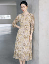 Floral Print Long Sleeve Midi Dress