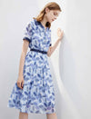 Leaf Print Contrast Trim Shirt Dress