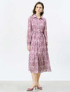 Mauve Pink Watercolor Print Midi Dress