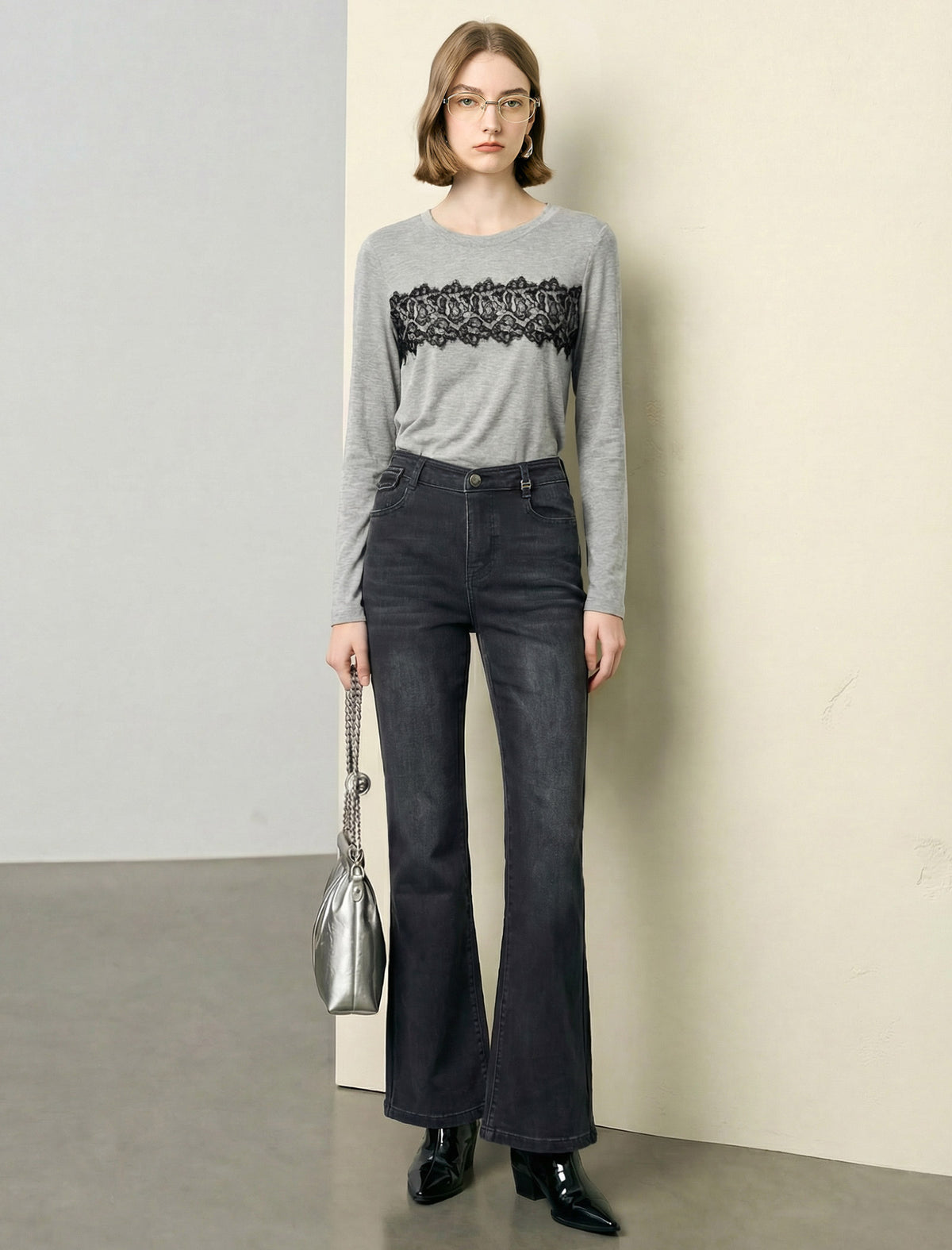 Black High-Waist Flare Jeans