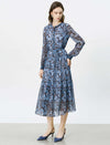 Blue Paisley Tiered Midi Dress