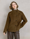 Teddy Fleece Wool-Blend Stand Collar Toggle Jacket