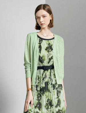 Lightweight Solid Color V-Neck Knit Cardigan