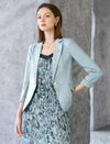 Light Blue 3/4 Sleeve Cropped Blazer