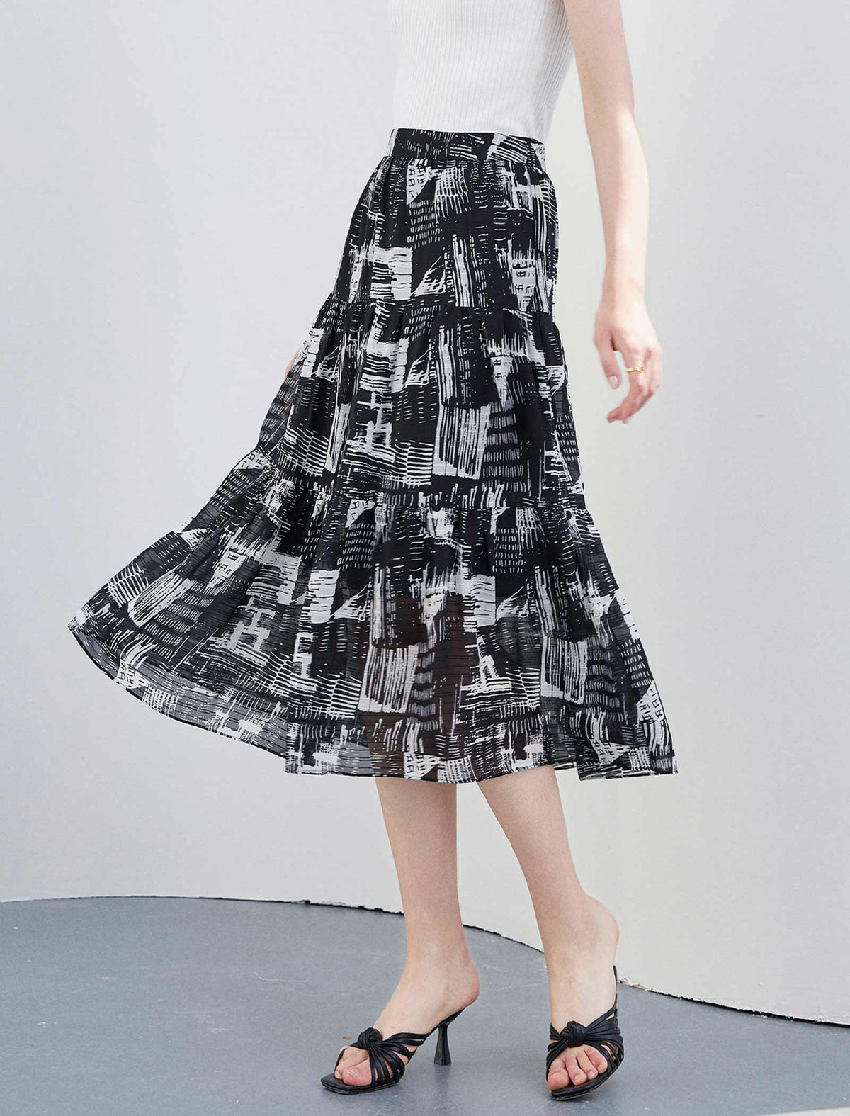 Vintage Print A-Line Skirt