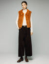 Striped Collared Sleeveless Cropped Vest