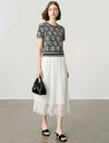 Floral Jacquard Short-Sleeve Knit Top