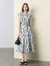 Abstract Print V-Neck Midi Dress