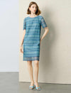 Teal Lace Short Sleeve Shift Dress