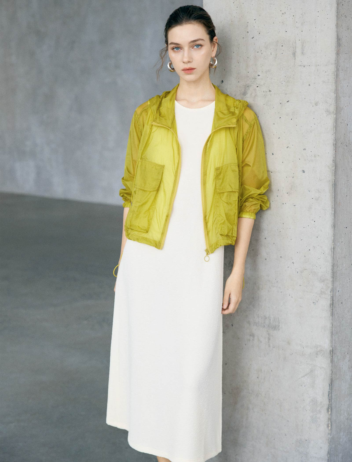 Sheer Cropped Hooded Sun Protection Jacket