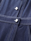 Vintage-Inspired Denim 3/4 Sleeved Knee Length Dress