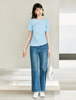 Textured Slim Fit Round Neck Top