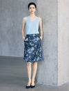 Vintage Floral Print Straight Knee-Length Skirt