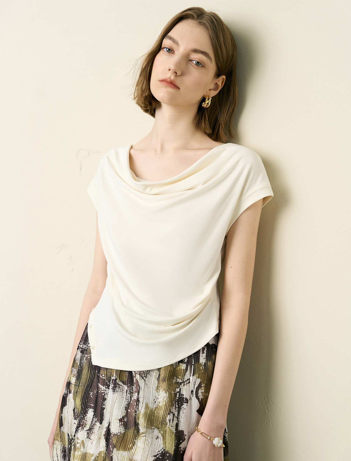 Off-the-Shoulder Draped Knit Top