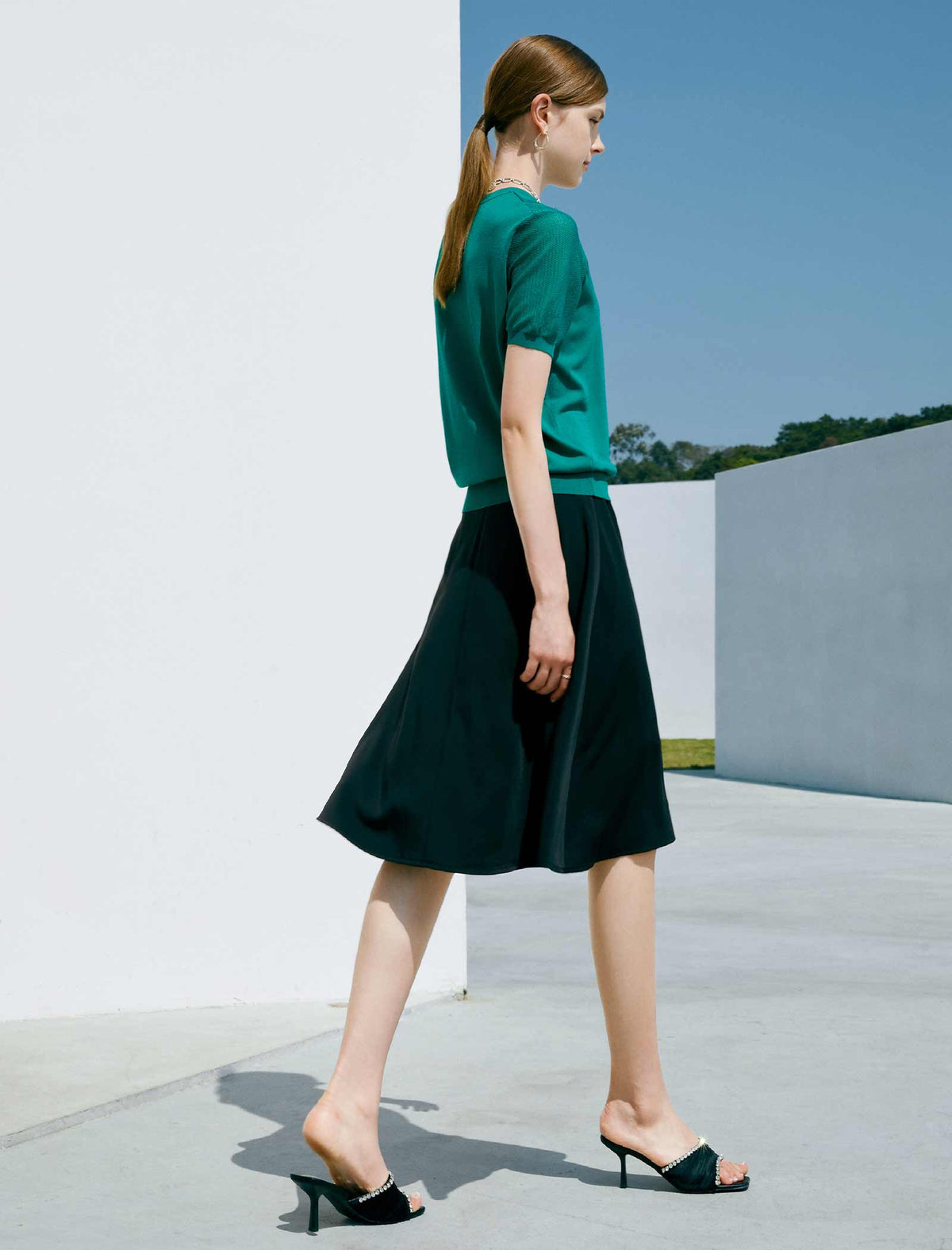Solid A-Line Skirt