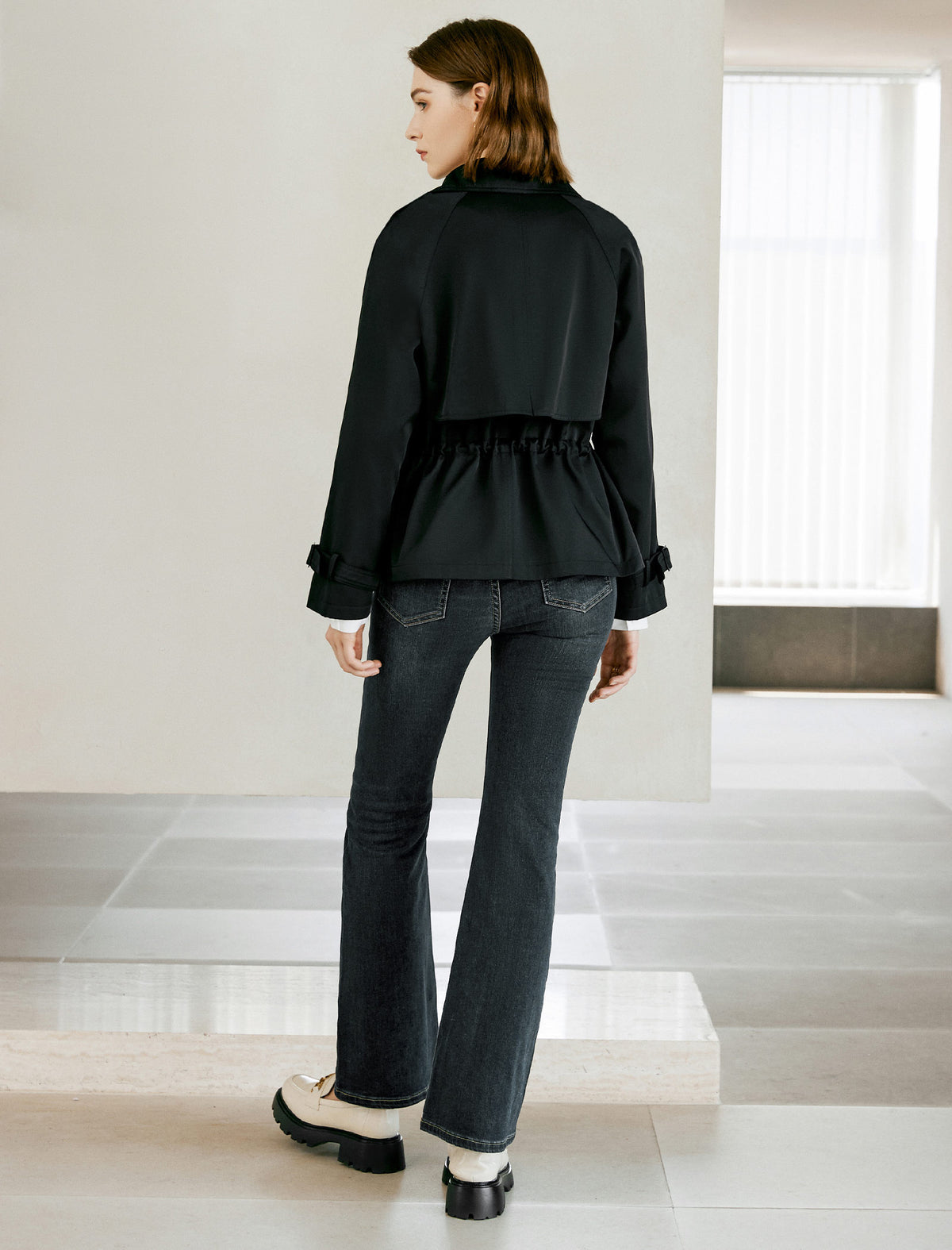 Collared Long Sleeve Belted Trench Coat