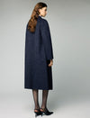 Wool Blend Notched-Lapel Double-Breasted Relaxed Long Coat