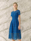 Vintage Lace Waist-Cinched Ruffle Dress