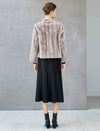 Long-sleeved open-front shearling coat