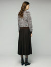 Wool Blend Floral Jacquard Crewneck Button-Front Cardigan